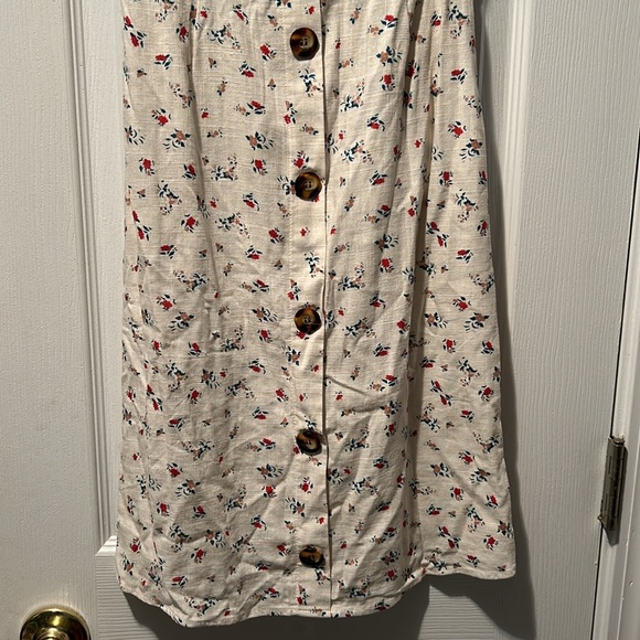 👗NWT Monteau Linen/Rayon Floral Dress Tie Waist Button Shabby Chic Cottage - Picture 4 of 16